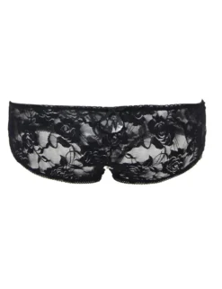 Sexy Schwarze Open-Crotch Spitzen-Strings mit Riemchen, 88% Nylon, 12% Spandex