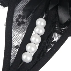 Sexy Schwarze Open-Crotch Spitze Panty, 88% Nylon, 12% Spandex, verführerisch