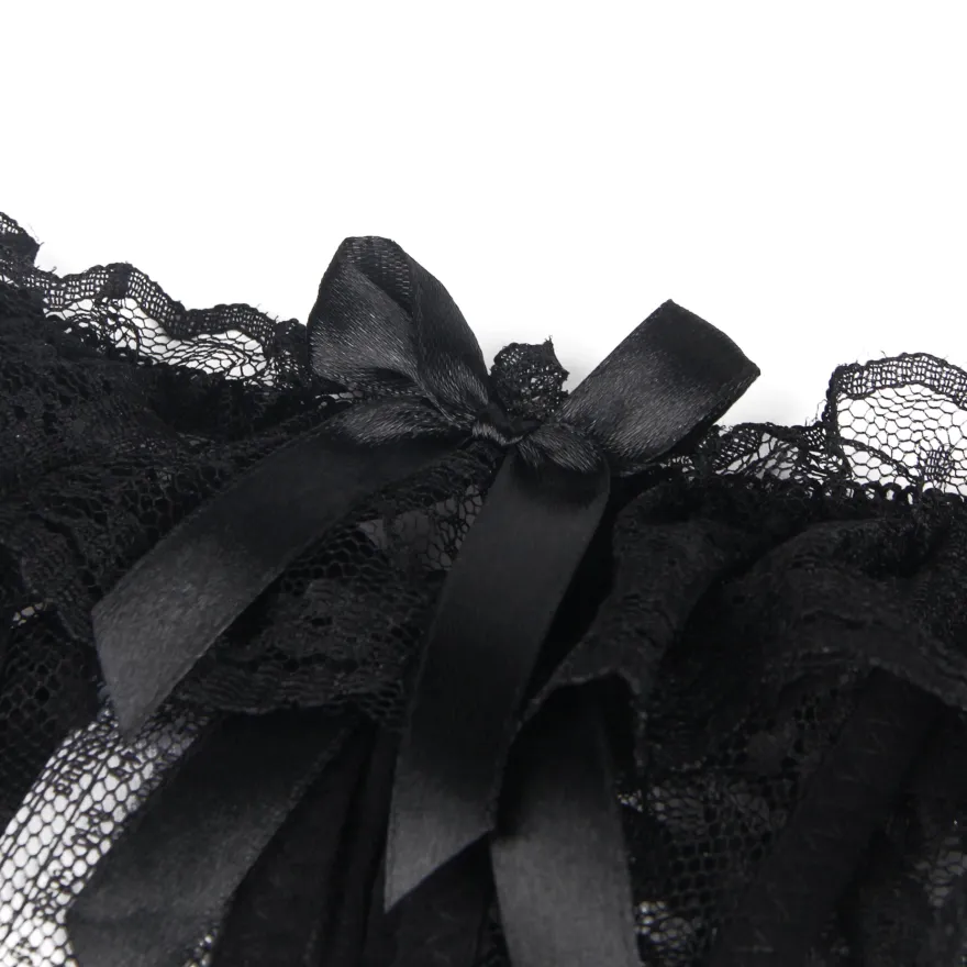 Sexy Schwarze Open-Crotch Spitze Panty, 88% Nylon, 12% Spandex, verführerisch
