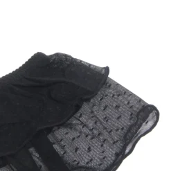 Sexy Schwarzer Garter Belt aus Mesh mit Punkten & Metall-Schnallen, 88% Nylon, 12% Spandex