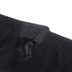 Sexy Schwarzer Garter Belt aus Mesh mit Punkten & Metall-Schnallen, 88% Nylon, 12% Spandex