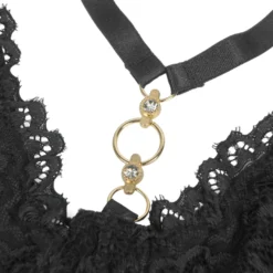 Sexy Schwarzes Nachtkleid – Modal, Spitze & Schlitz, verführerische Lingerie