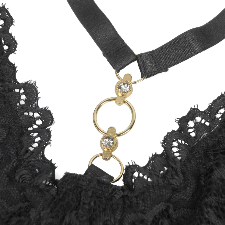 Sexy Schwarzes Nachtkleid – Modal, Spitze & Schlitz, verführerische Lingerie
