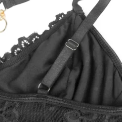 Sexy Schwarzes Nachtkleid – Modal, Spitze & Schlitz, verführerische Lingerie