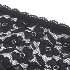 Sexy Schwarze Spitzen-Garter-Panty mit Metall-Clips, 88% Nylon, 12% Spandex, verstellbar