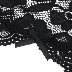 Sexy Schwarze Spitzen-Garter-Panty mit Metall-Clips, 88% Nylon, 12% Spandex, verstellbar