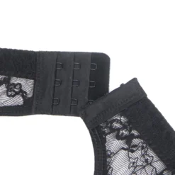 Sexy Schwarze Spitzen-Garter-Panty mit Schleife & Metall-Clips, 88% Nylon, 12% Spandex