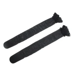 Sexy Schwarze Spitzenstrümpfe mit Perlmutt-Glanz & Silikonband, 88% Nylon, 12% Spandex
