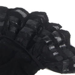Sexy Schwarze Spitzenstrümpfe mit vertikaler Linie & Silikonband, 88% Nylon, 12% Spandex