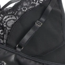 Sexy Schwarzes PU-Leder Lingerie Set – Spitze & Kunstleder, verführerische Dessous