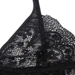 Sexy Schwarzes Spitzen Dessous Set 2-teilig Bralette, 95% Polyester, 5% Elastan