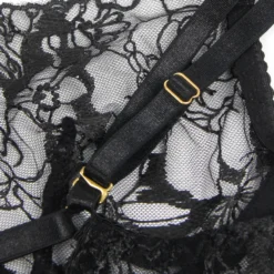 Sexy Schwarzes Spitzen-Lingerie Set – BH, Slip & Strapse, verführerische Dessous