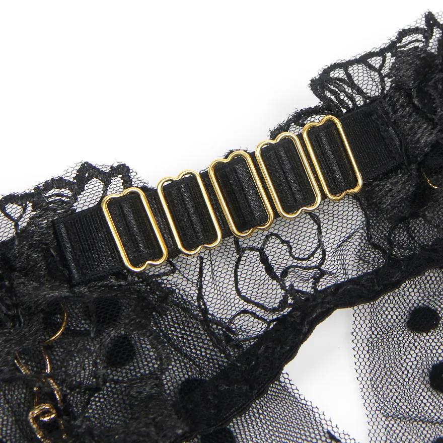 Sexy Schwarzes Spitzen-Lingerie Set – BH, Slip & Strapse, verführerische Dessous