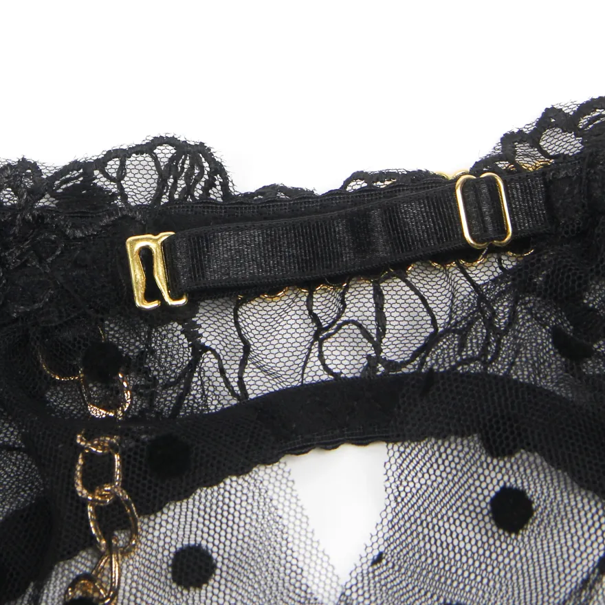 Sexy Schwarzes Spitzen-Lingerie Set – BH, Slip & Strapse, verführerische Dessous