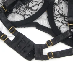 Sexy Schwarzes Spitzen-Lingerie Set – BH, Slip & Strapse, verführerische Dessous
