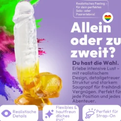 Stark gebogener Dildo mit Saugnapf 22,5 cm