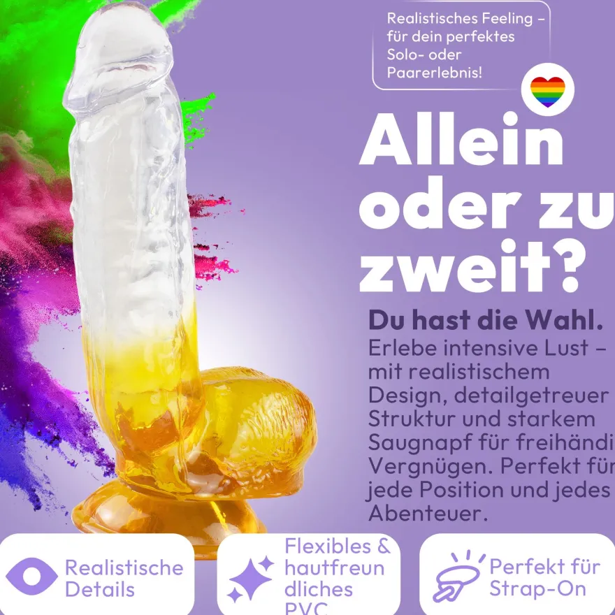 Stark gebogener Dildo mit Saugnapf 22,5 cm