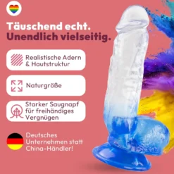 Stark gebogener Dildo mit Saugnapf 22,5 cm