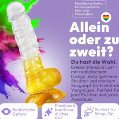 Texturierter Dildo mit Saugnapf 20 cm 4 Farben