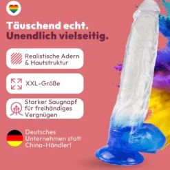XXL Dildo mit Saugnapf 31 cm 4 Farben