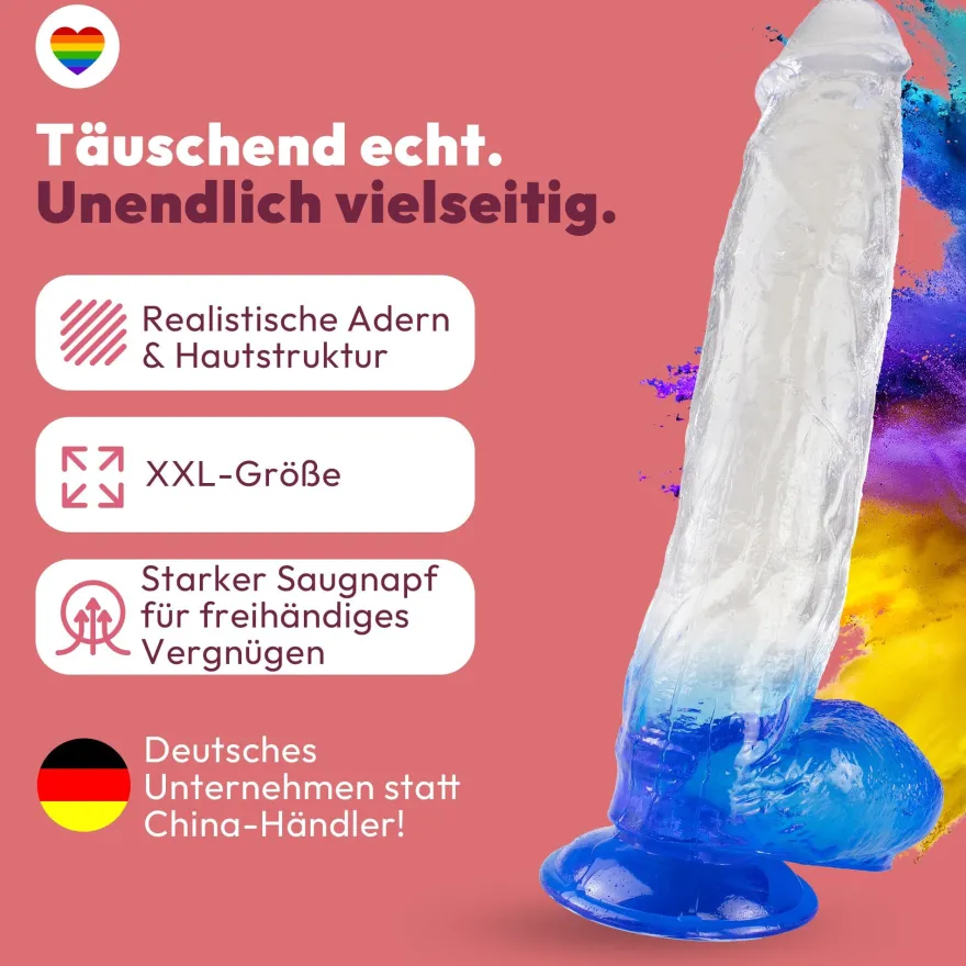XXL Dildo mit Saugnapf 31 cm 4 Farben